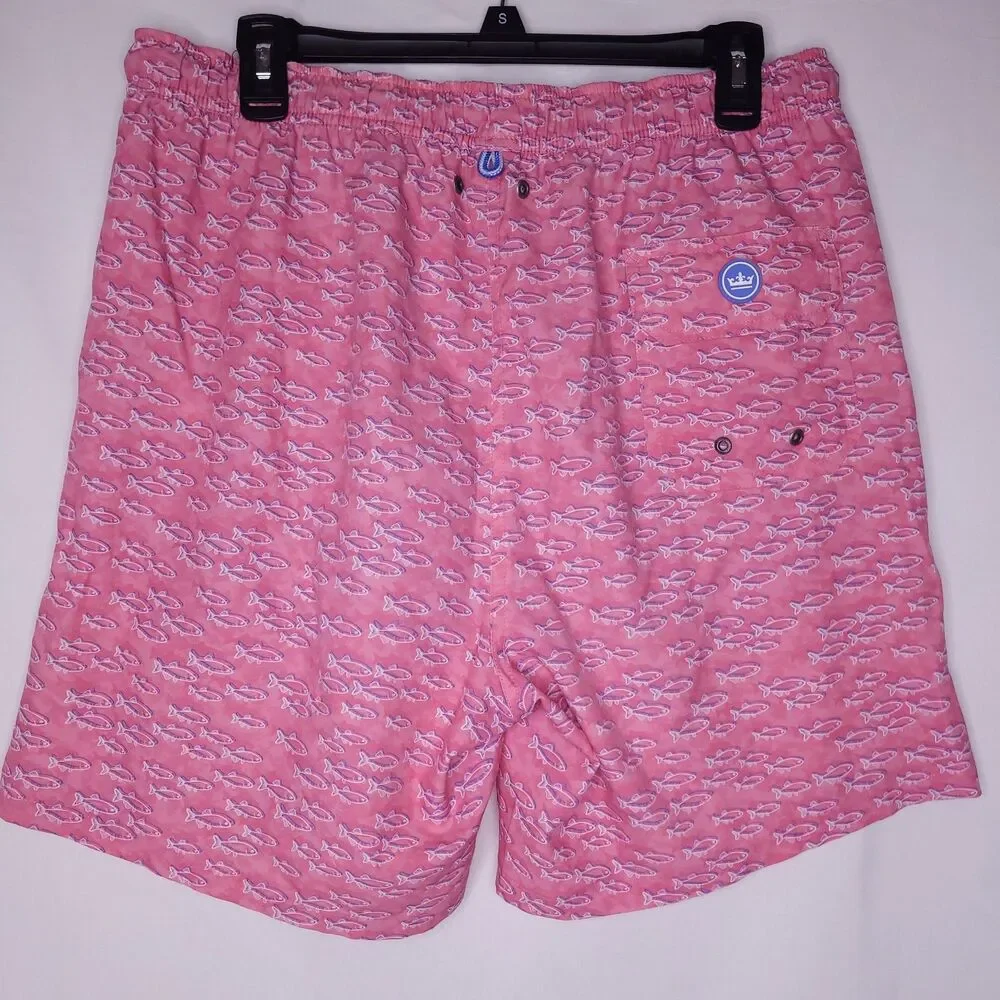 Peter Millar Swim Trunks Mens Large Red School Of Fish